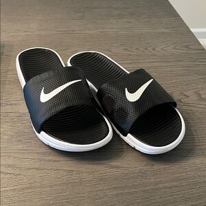 Nike Black Slide Sandals with White Swoosh